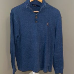 Men’s Polo Sweater, Size Medium, Dark Blue.